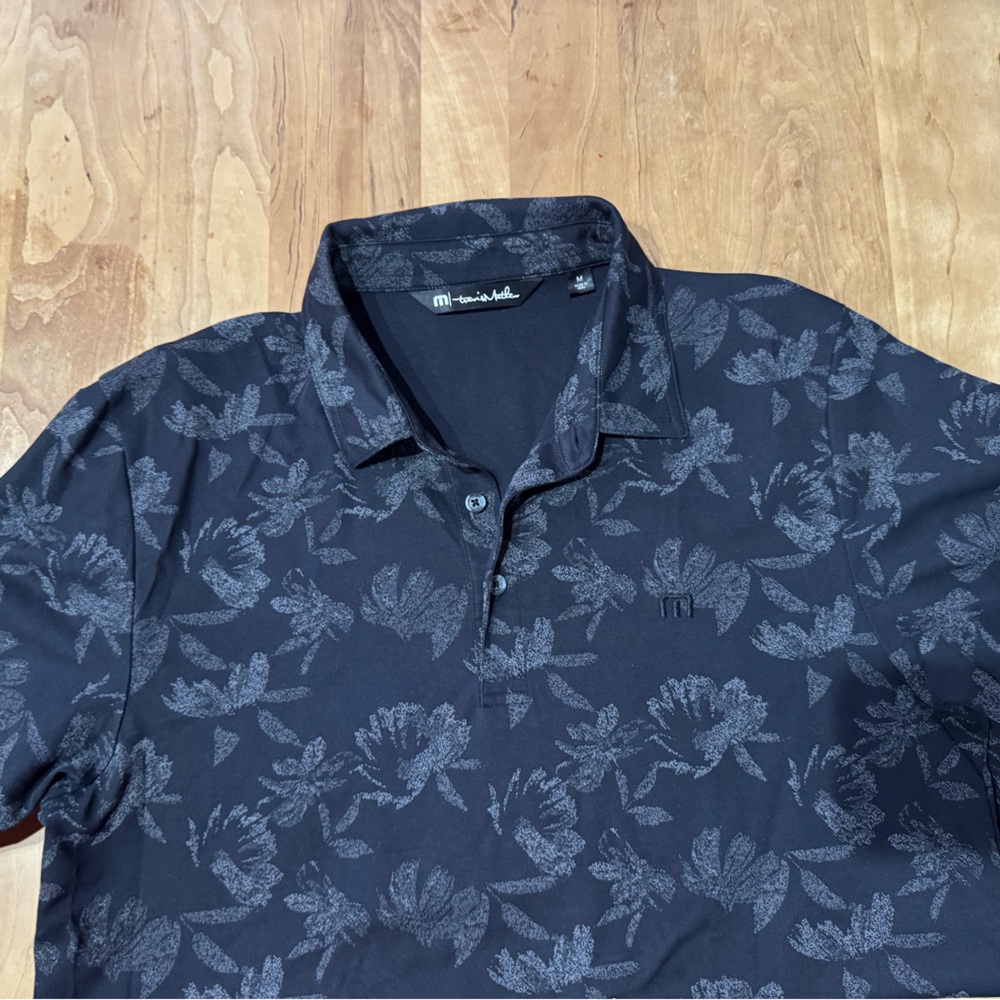 Travis Mathew Black Floral Polo golf Shirt